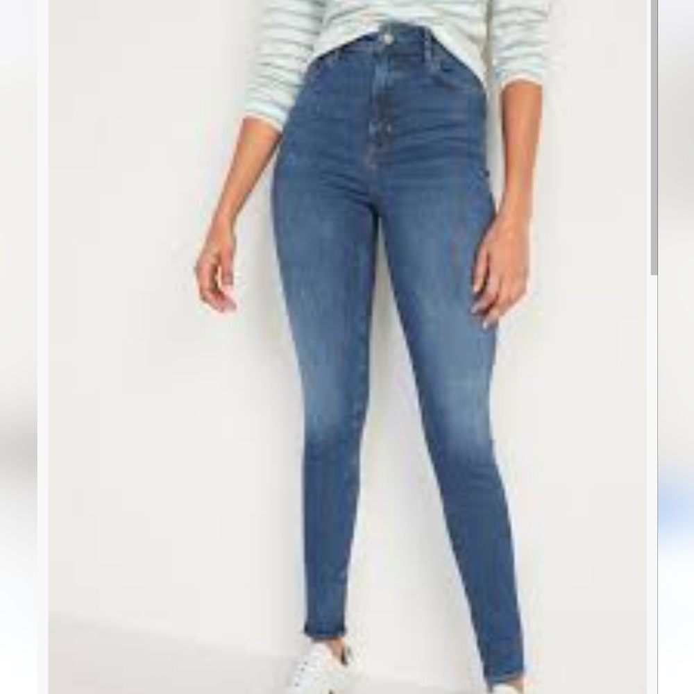 New! Old Navy FitsYou Extra High Rise Rockstar Super Skinny Blue Jeans 14-18